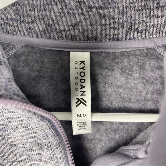 Kyodan 1/4 Zip Pullover Fleece Long Sleeve Sweatshirt Heather Grey Blue Sz M - Picture 4 of 6